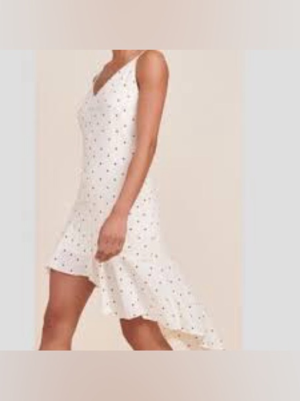 BB Dakota White Slip High-Low Dress with Black Polka Dots
